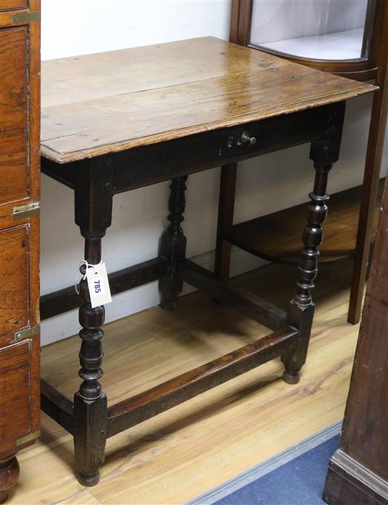 A single drawer oak side table W.76cm